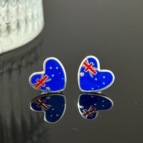 Jewelry - Australia Heart Earrings S925 Sterling Silver Handmade Ear Stud